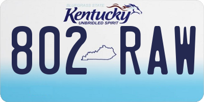 KY license plate 802RAW