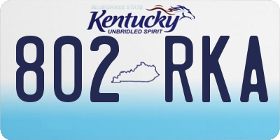 KY license plate 802RKA