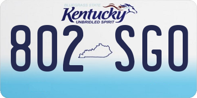 KY license plate 802SGO
