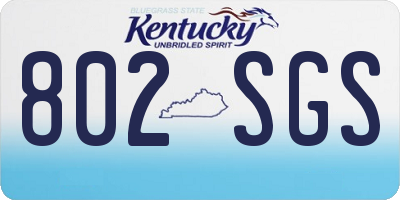 KY license plate 802SGS