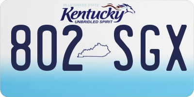KY license plate 802SGX