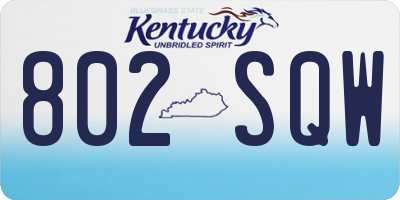 KY license plate 802SQW