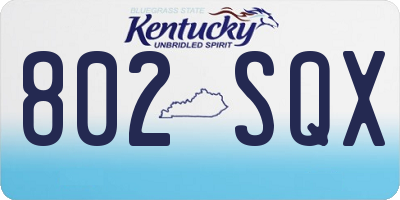 KY license plate 802SQX