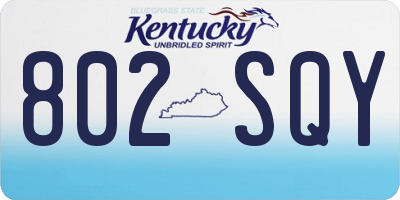 KY license plate 802SQY