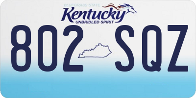 KY license plate 802SQZ
