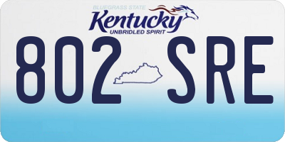 KY license plate 802SRE