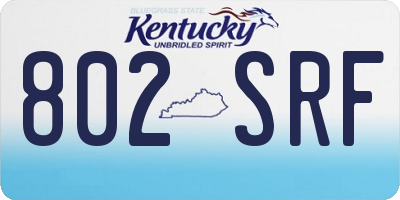 KY license plate 802SRF