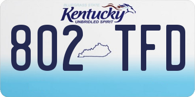 KY license plate 802TFD