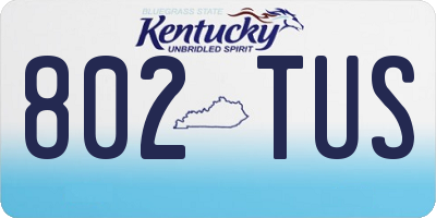 KY license plate 802TUS