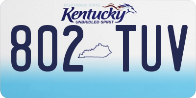 KY license plate 802TUV