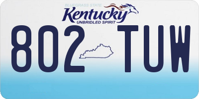 KY license plate 802TUW