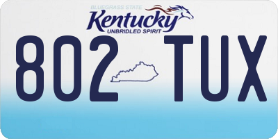 KY license plate 802TUX