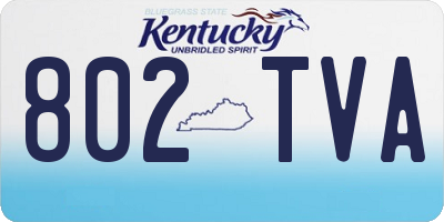 KY license plate 802TVA