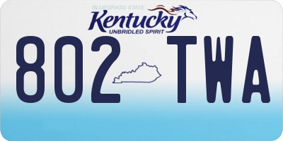 KY license plate 802TWA