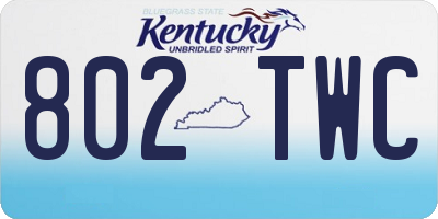 KY license plate 802TWC