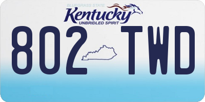 KY license plate 802TWD