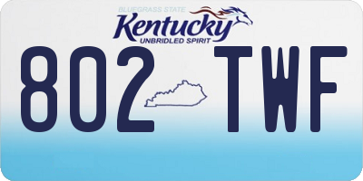 KY license plate 802TWF
