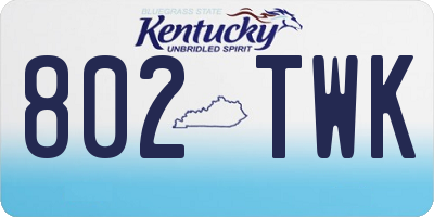 KY license plate 802TWK