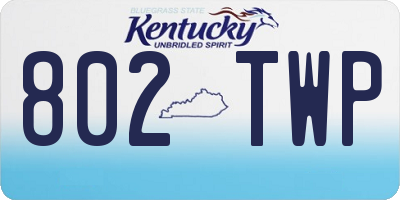 KY license plate 802TWP