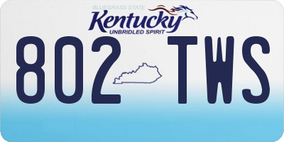 KY license plate 802TWS