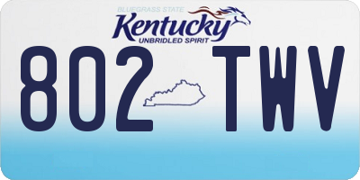 KY license plate 802TWV