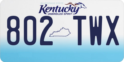 KY license plate 802TWX