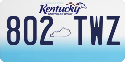 KY license plate 802TWZ