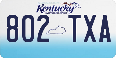 KY license plate 802TXA