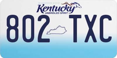 KY license plate 802TXC