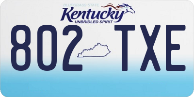 KY license plate 802TXE