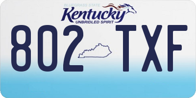 KY license plate 802TXF
