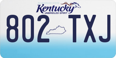 KY license plate 802TXJ