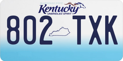 KY license plate 802TXK