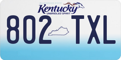 KY license plate 802TXL