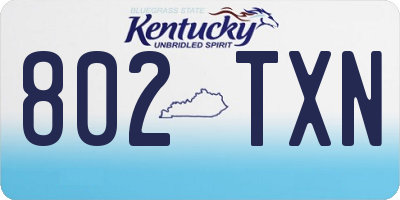 KY license plate 802TXN