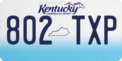 KY license plate 802TXP
