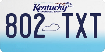 KY license plate 802TXT