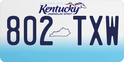 KY license plate 802TXW