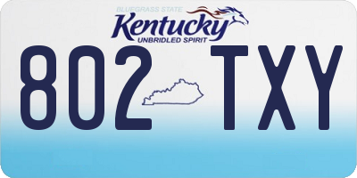KY license plate 802TXY