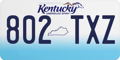 KY license plate 802TXZ
