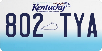 KY license plate 802TYA