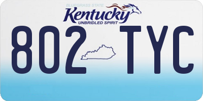 KY license plate 802TYC