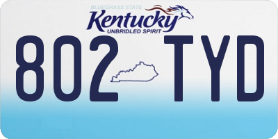 KY license plate 802TYD