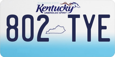 KY license plate 802TYE