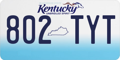 KY license plate 802TYT