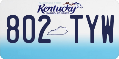 KY license plate 802TYW