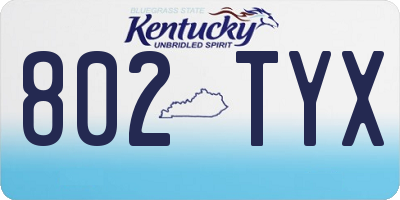 KY license plate 802TYX