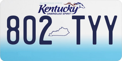 KY license plate 802TYY