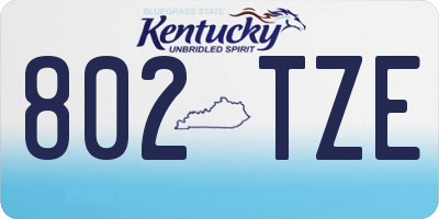 KY license plate 802TZE