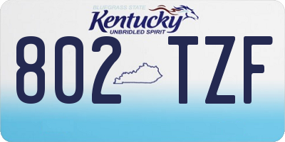 KY license plate 802TZF